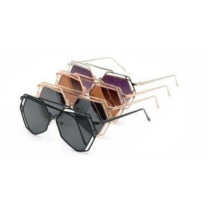 Women's Geometric Cutout Frame Sunglasses